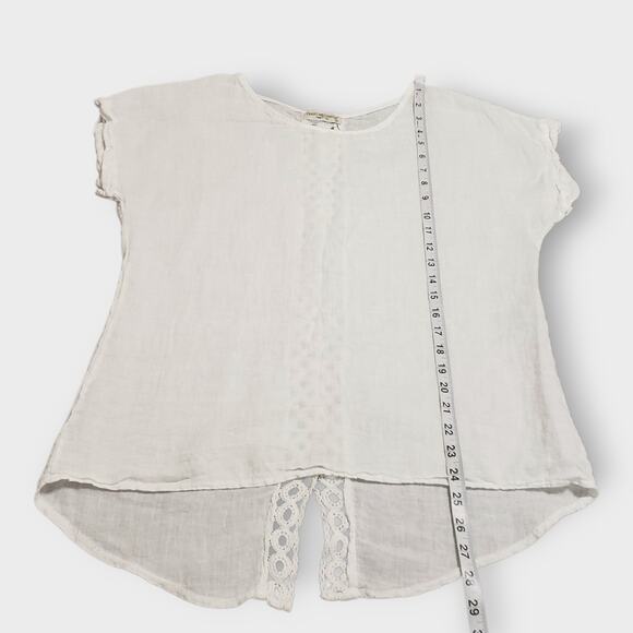 Terzo Millennio 100% Linen White Crochet Tunic Top Small High-lo Italy - Picture 10 of 10